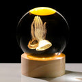 3D Hands Prayer Crystal Ball by [Brand Name] - Religious Glass Figurine with Wooden Base | 2.36-Inch Night Light for Home Decor