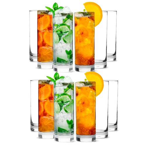 LEMONSODA Premium Highball 12oz/15oz Glass Sets - Elegant Tom Collins Glasses - Tall Water Drinking Glasses - Bar Glassware for Mojito, Whiskey, Cocktail (12oz, Set of 12)(2007)