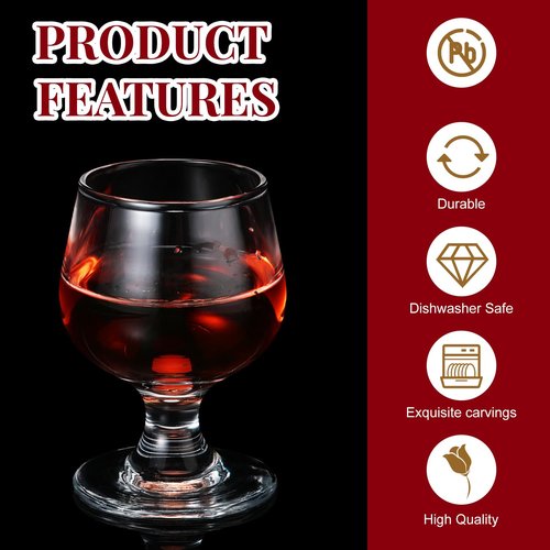 Meanplan Cute Shot Glasses Mini Snifters Cognac 1.7 oz Cups Brandy Snifter Mini Wine Snifters Glass Dinnerware Set for Whiskey Juice Vodka Sherry Champagne Brandy Wine Party Supplies(48 Pieces)