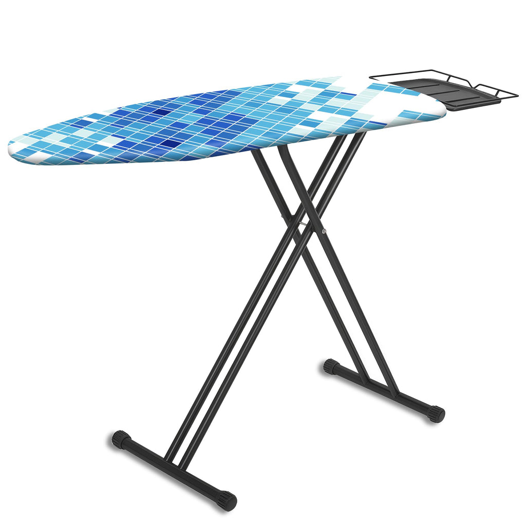UFETGYG Classic Full Size Ironing Board 57" X 18" with Iron Rest, Extra Wide Size Full Metal Construction,Height Adjustable, Heat & Scorch Resistant Fabric, Anti-Skid Feet, Easy to Fold,Blue