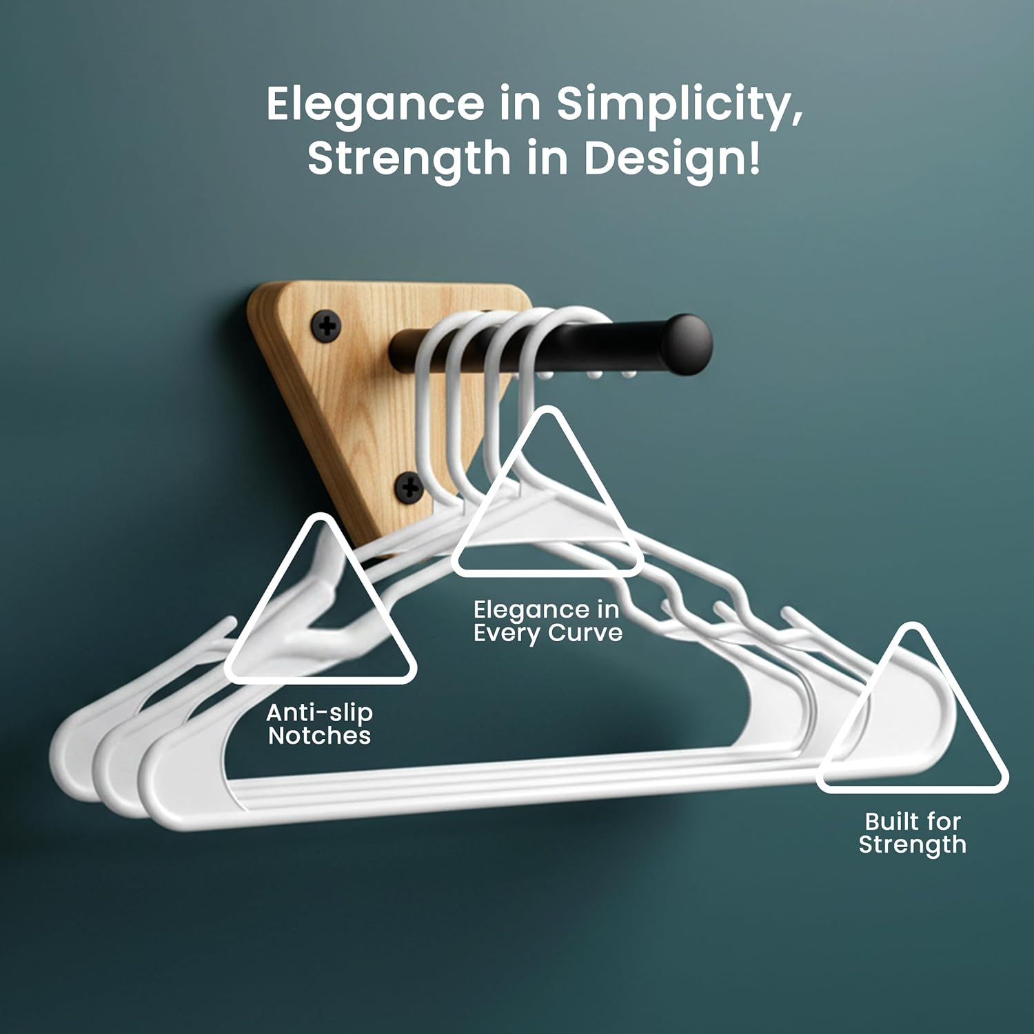 Utopia Home - Plastic Hangers 50 Pack - Durable Space-Saving Closet Organizers | Essential for Apartments & Dorms (White)