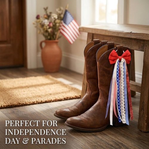 Ickasi Ribbon Bow Ribbons - Patriotic Holiday & Birthday Decor | 2 Pieces Boot Charms for Women
