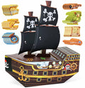 SietDESEO Pirate Ship Valentines Card Box Valentines Day Cards for Kids Boys Girls School Classroom Gift Exchange 3D Pirate Boat Valentine Mailbox with 35 Valentine Cards