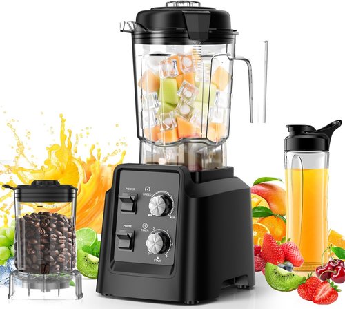 1800W Blender by [Brand Name] - Professional 6-Blade Smoothie Maker with Grinder, 68oz & 27oz Jars, Self-Cleaning