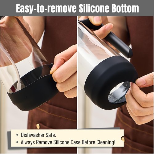 PARACITY Oil Dipenser Bottle with Silicone Bottom, 2 in 1 Olive Oil Sprayer and Dispenser, Oil Spray Bottle 470ML/ 16OZ for Cooking, Kitchen, BBQ, Air Fryer, Salad, Baking(1PC Black)