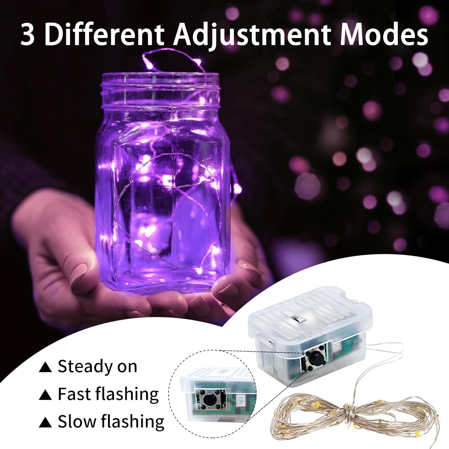 Purple Fairy Lights by [Brand Name] - 24 Pack 7Ft 20 LED Twinkle String Lights | Battery Operated & Waterproof for Weddings, Halloween, Christmas, and Parties