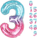 Numbers Balloon 3 - 40 Inch Large Pink, Purple & Blue Balloon for 3rd Birthday Party Decor