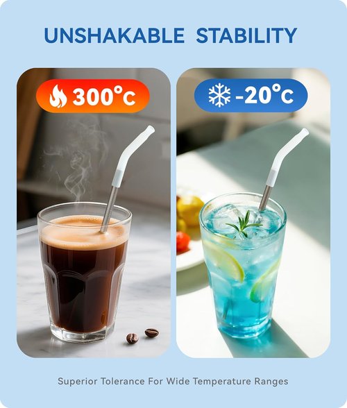 Heavy-Duty Titanium Straws - 8.5" Reusable Metal Drinking Straws for 20 oz Tumblers | Eco-Friendly & BPA-Free with Cleaning Brush