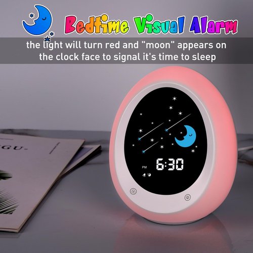 ANNNGUL Ok to Wake Clock, Sleep Training Kids Alarm Clock with Sun & Moon, Green Light Red Light, Nap Timer for Toddler Children