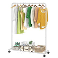 Simple Trending Standard Clothes Clothing Garment Rack with Storage Shelves, Rolling Clothes Organizer on Wheels for Hanging Clothes, White