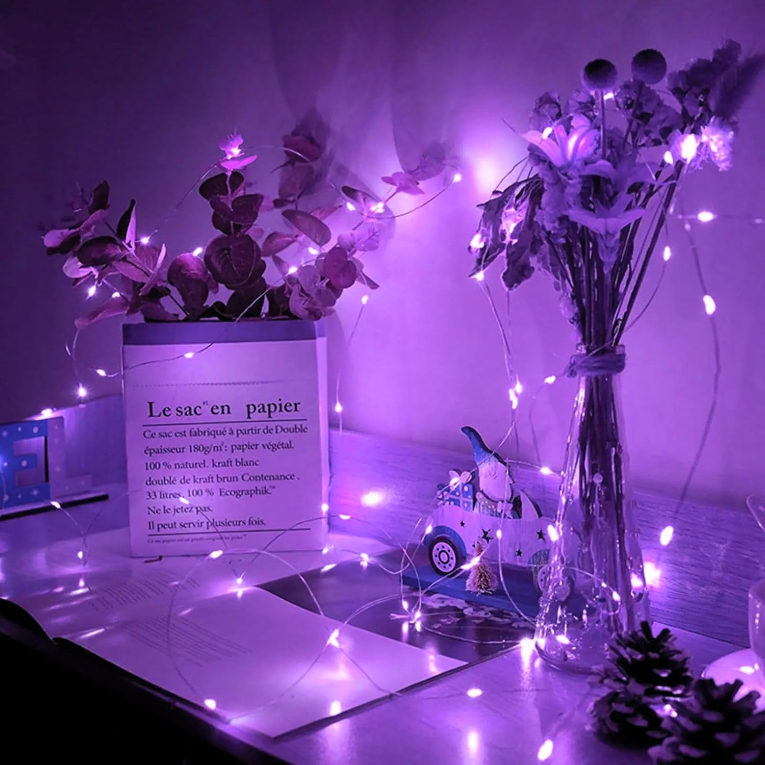 Purple Fairy Lights by [Brand Name] - 24 Pack 7Ft 20 LED Twinkle String Lights | Battery Operated & Waterproof for Weddings, Halloween, Christmas, and Parties