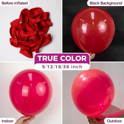 Bezente Red Balloons - 100 Pack 12-Inch Round Latex Balloons for Valentine's Day & Party Decor