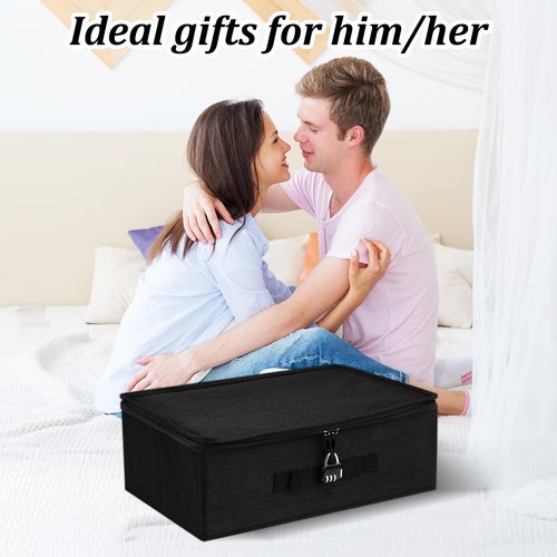 JINXOLET Discreet Lockable Storage Toy Bag Box Organizer Container Case 15x 9.9 x 5.1 Inches (Black)