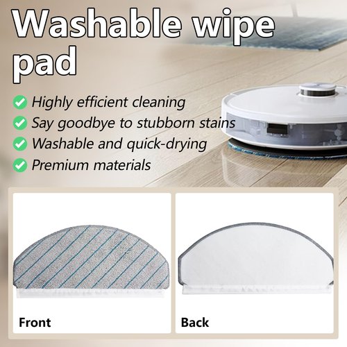 Frexusuent Mop Pads Accessories for ECOVACS DEEBOT T10 Plus/DEEBOT N20 Plus, for Yeedi C12 Pro Plus Robotic Robot Vacuum, 8 Pcs Washable and Reusable Microfiber Mop Pads Replacement Part