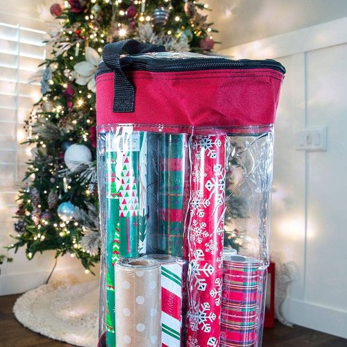 Gift Wrapping Paper Storage Containers - Holds 12 Rolls (40-Inch) | Underbed or Closet Storage | Clear Window for Easy Viewing