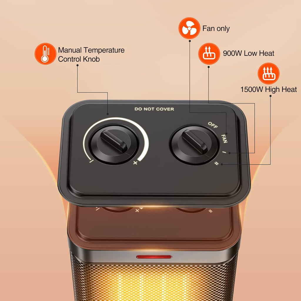 Regine Switzerland 1500W PTC Ceramic Space Heater - Rapid 2S Heating, 3 Modes, Safety Features | Ideal for Bedroom & Office
