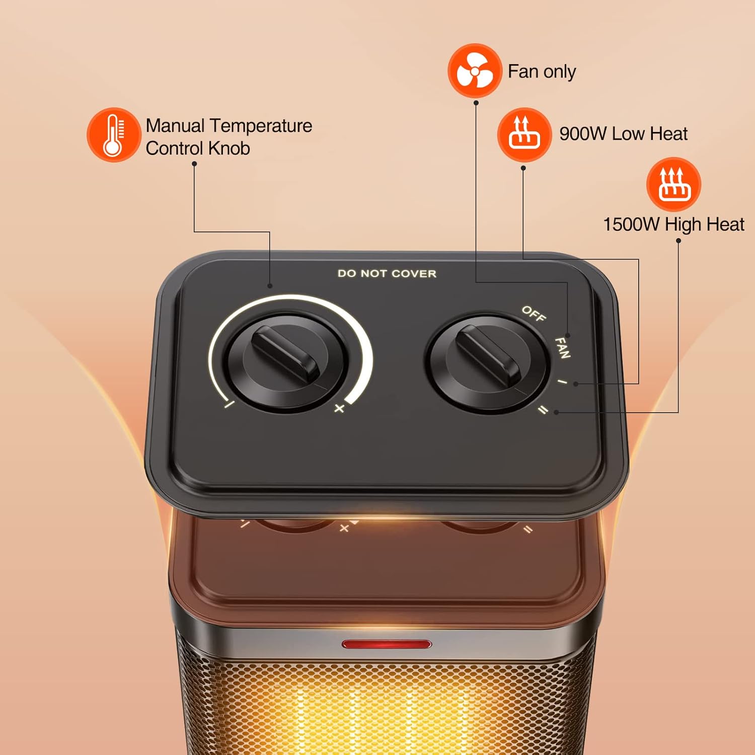 Regine Switzerland 1500W PTC Ceramic Space Heater - Rapid 2S Heating, 3 Modes, Safety Features | Ideal for Bedroom & Office