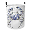 Chinoiserie Crab Laundry Basket Foldable Laundry Hamper with Handles Clothes Storage Bin for Household Bedroom Bathroom Dorms 17.3"x13.6"