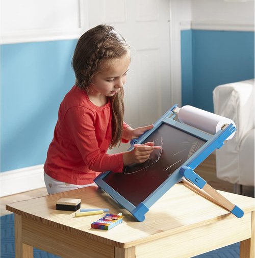 Melissa & Doug Double-Sided Magnetic Art Easel - Versatile Dry-Erase & Chalkboard for Kids