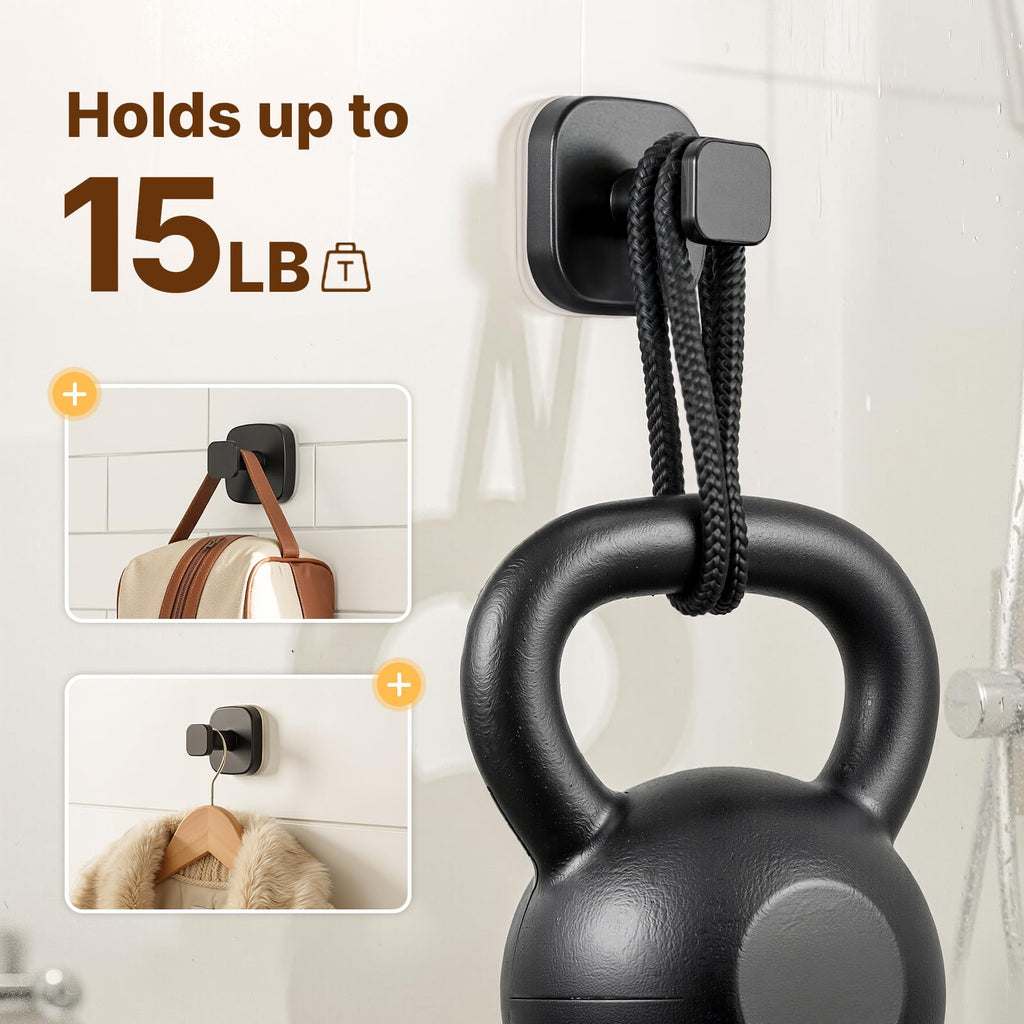 Zrpot 3 PCS Suction Cup Hook for Shower, Suction Cup Hooks for Shower, Door Hooks for Hanging Robe Loofah Removable Wall Hooks for Kitchen Glass Window Black