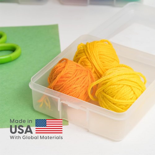 IRIS USA Pencil Case Boxes - 10-Pack Clear Plastic Organizing Containers with Snap Lid for Arts & Crafts