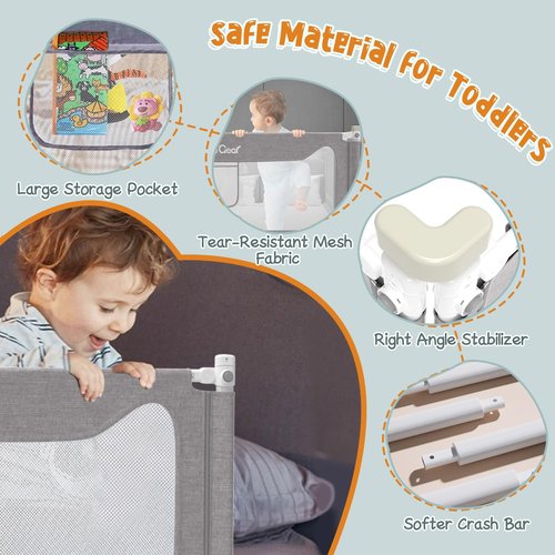 G TALECO GEAR Bed Rail for Toddlers, Stable Protective Bed Side Rails, Baby Bedrail Guard for Twin Full Queen & King Size Bed ((3 Sides for King Size) 78.74x78.74x74.8 Inch)