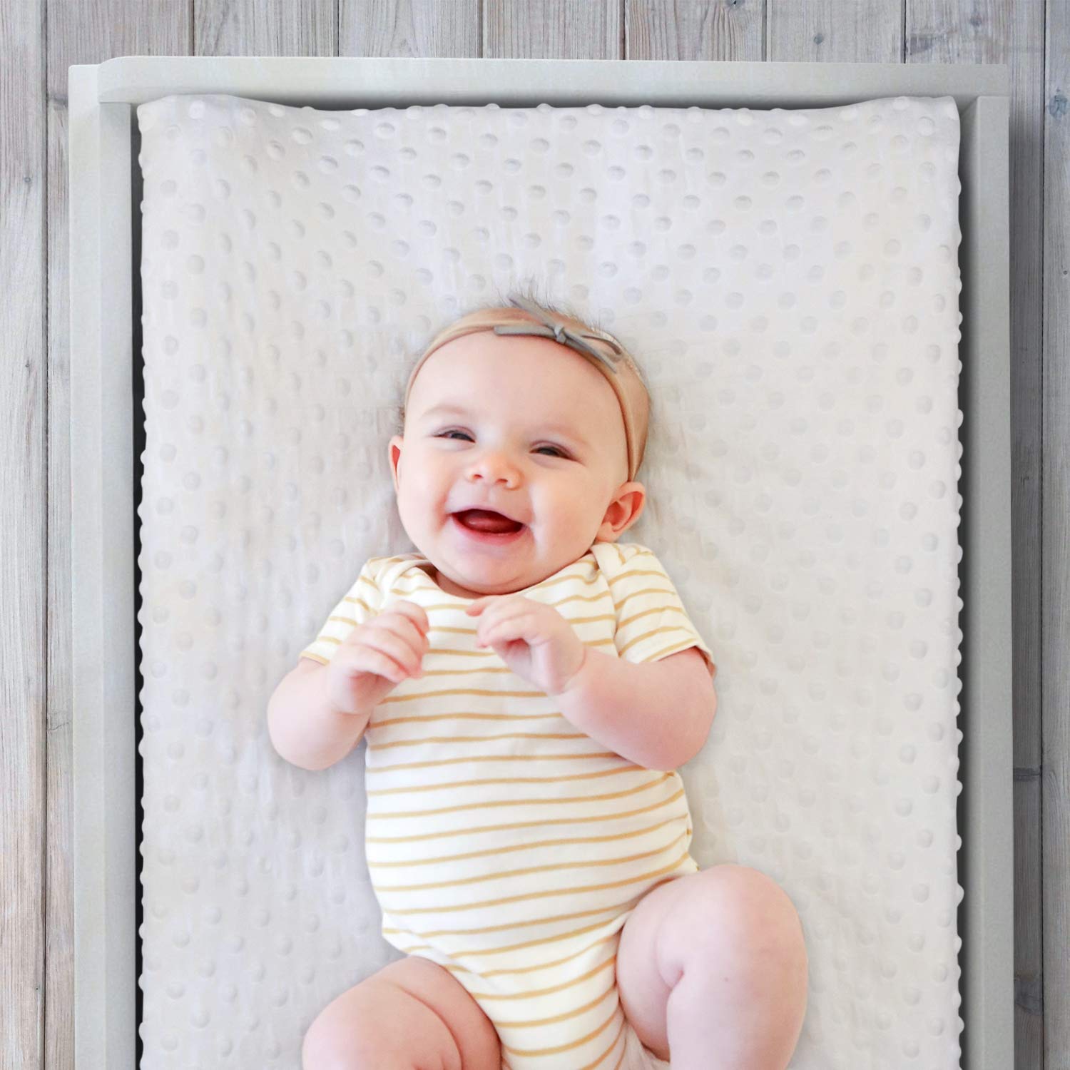 The Peanutshell Baby Girl or Boy Changing Pad Covers Set of 2 - Ultra Soft, Plush Baby Cover - Fits Standard Changing Table Pads, Durable, Machine Washable Sheets - Grey & White Minky