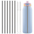 Metal Straws Replacement for Ello Pop & Fill 32 oz Accessories, 6 PCS Reusable Stainless Steel Straw with 2 Cleaning Brush, Compatible with Ello Water Bottle