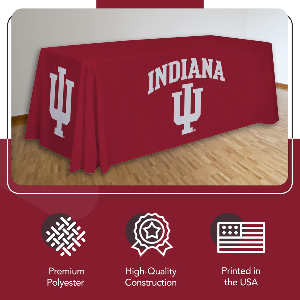 Victory Corps Indiana Hoosiers College Sports Printed Table Throw - NCAA Licensed - Polyester - School Tablecloth (White, Red) (6' Draped)