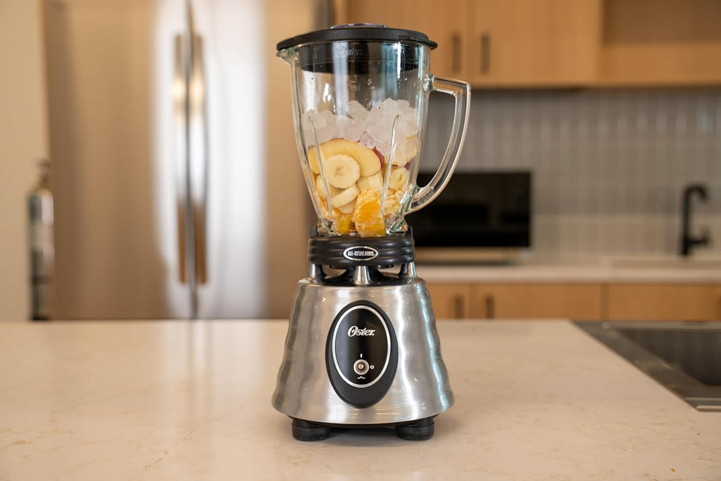 Oster Classic Series Blender - 1000W Power, 6-Cup Glass Jar, Stainless Steel Kitchen Essential