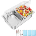 DONNGYZ Countertop Food Display Container 2 Pans with 3 Ice Packs Cold Food Serving Tray Buffet Condiment Dispenser Salad Dressing Appetizer Spice Fruit Cold Serving Buffet Tray