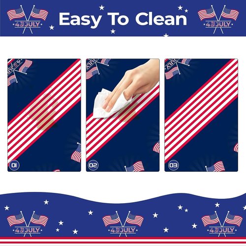 Childom Patriotic Tablecloth - 54" x 108" Disposable American Flag Cover for Fourth of July & Veterans Day Celebrations