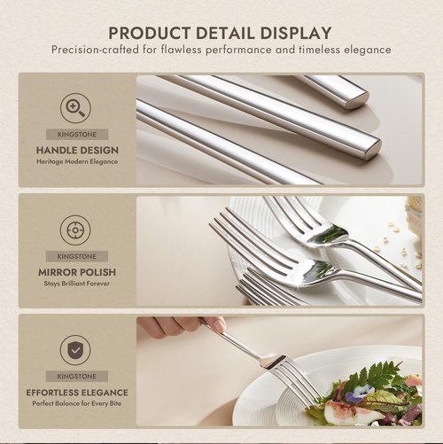 KINGSTONE Dinner Forks Set, 4-Piece Silverware Flatware Cutlery Dessert Forks (8.3-Inch), Forged Food-Grade Stainless Steel, Mirror Finish & Dishwasher Safe, Use for Kitchen, Home, Wedding, Party