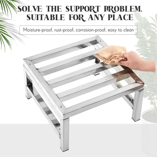MorningRo 2 Pack Dunnage Rack 13.8" Long x 13.8" Wide, 7.9" Height Stainless Steel Dunnage Rack 1000+ Pound Capacity Storage Commercial Food Service Storage in Restaurant Kitchens Shop
