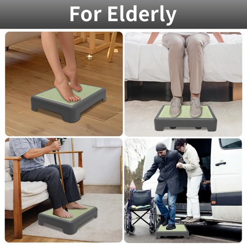 TENGYI One Step Stool for Adults, Noctilucent Bed Step Stools, 650 LBS Capacity, Non-Slip Safety Step Platform Indoor and Outdoor for Seniors, Wide Step Stools Elderly Assistance at Night