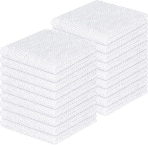 Homaxy 100% Cotton Dish Cloths - Ultra Soft & Absorbent Quick Drying Towels | 12x12 Inches, 18-Pack, White