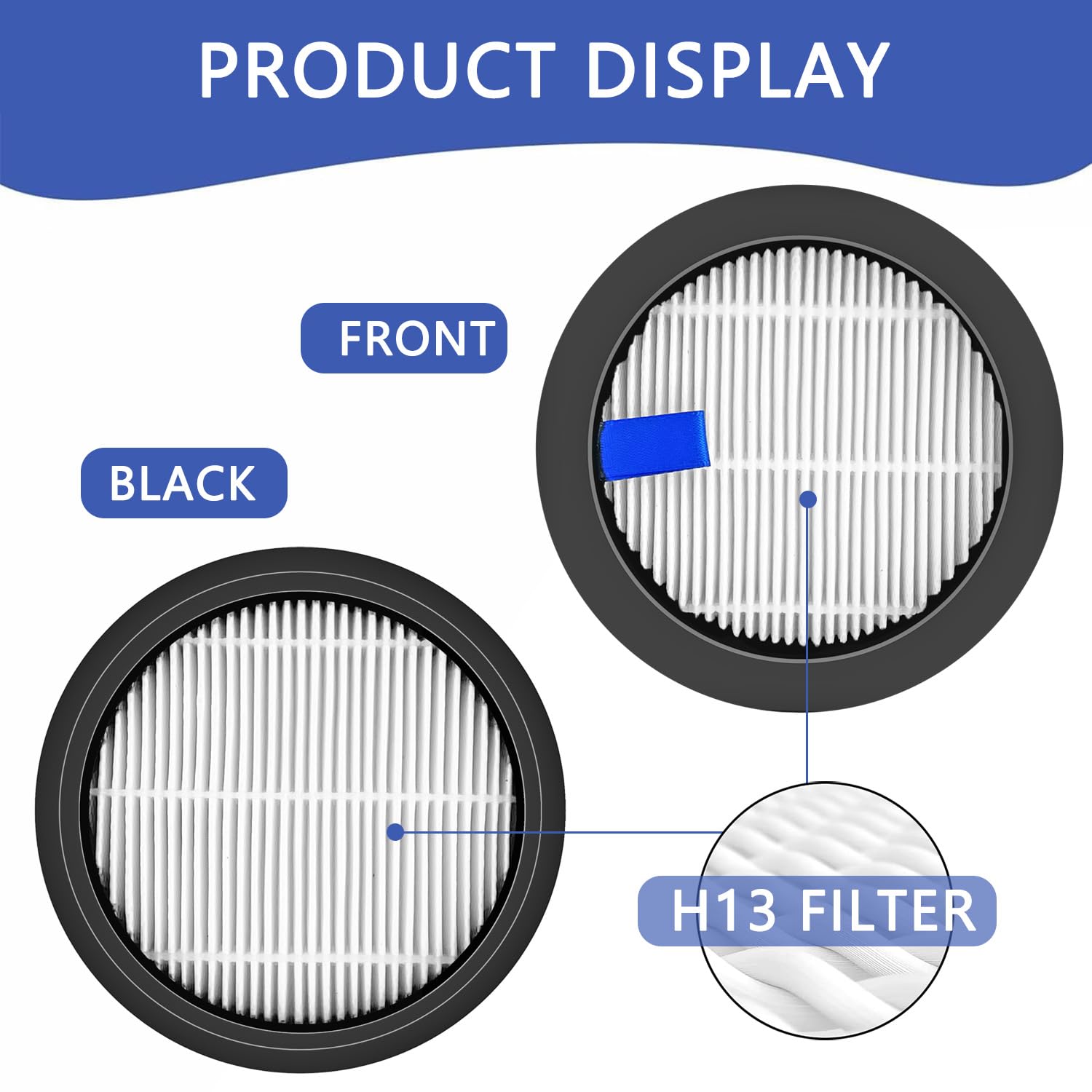Slirceods Vacuum Cleaner Filter Replacement Compatible with SMOTURE VAC01/VAC02/VC70 Cordless Vacuum Cleaner&ozeeco EC01 Vacuum Cleaner Filter-4Pack
