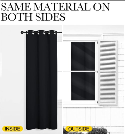 NICETOWN Blackout Curtains - Thermal Insulated Grommet Drapes for Cafe | Set of 2, 42"x48", Black