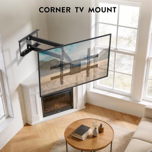 BONTEC Corner TV Wall Mount - Full Motion Dual Arm Bracket for 32-75 Inch TVs, 132 lbs Capacity, 40.9” Extension
