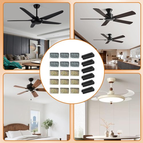 Nextpal 21 Pcs Ceiling Fan Balancing Kit, Fan Blade Balance Weights and Clips with Self-Adhesive Metal for Vibration Noise Reduction, Home and Office Use (6 Clips+9x3G+6x5G Weights)
