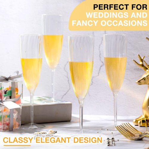 Gerrii Disposable Plastic Champagne Flute Plastic Flutes Clear Champagne Glasses Disposable Ideal for Home Daily Wedding Toasting Drinking Party Supplies (72 Pcs)