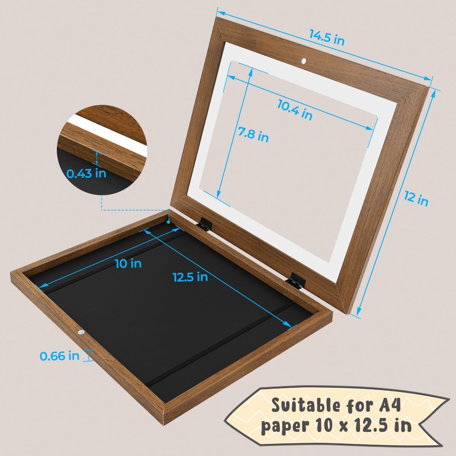 Golden State Art, 10x12.5 Kids Art Frames, Front-Opening Picture Frame Great for Kids Drawings, Artworks, Children Art Projects, Schoolwork, Home or Office (Ecru, Set of 4)