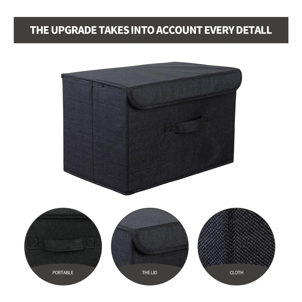 SAMORADREA 8 Pack Large Collapsible Storage Bins Container Fabric Boxs Bulk with Lids Storage Baskets for Shelves Drawers, Desktop, Closet, Office, Bedroom, Home, Garage (Black)