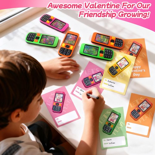 Ppotyo 24 Pcs Valentine’s Day Handheld Water Game Toys with Cards for Kids Water Ring Toss Games Party Favors School Gifts Exchange Classroom Prizes Goodie Bag Stuffers for Boys and Girls