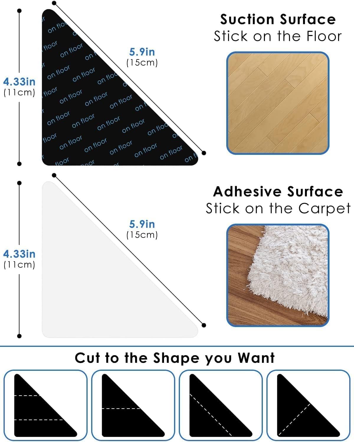 Skiennix Non-Slip Rug Pad Grippers - Reusable & Washable 14PCS Set for Area Rugs & Carpets