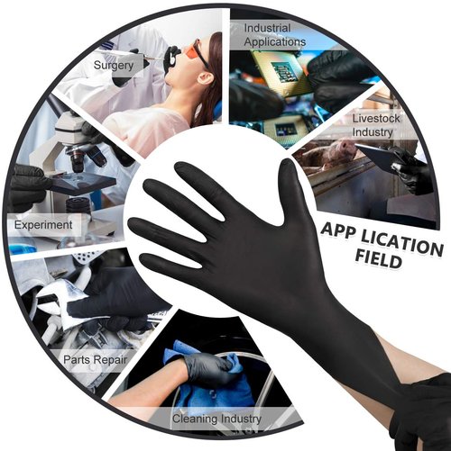 Keoely Black Nitrile Disposable Gloves Pack of 100, Latex Free Safety Working Gloves for Food Handle or Industrial Use,Large(Pack of 100)