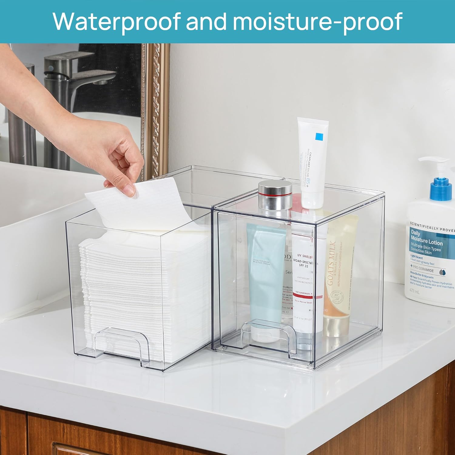 Vtopmart Clear Stackable Storage Drawers - 7.6" Plastic Organizers for Skincare & Beauty Supplies | 4 Pack