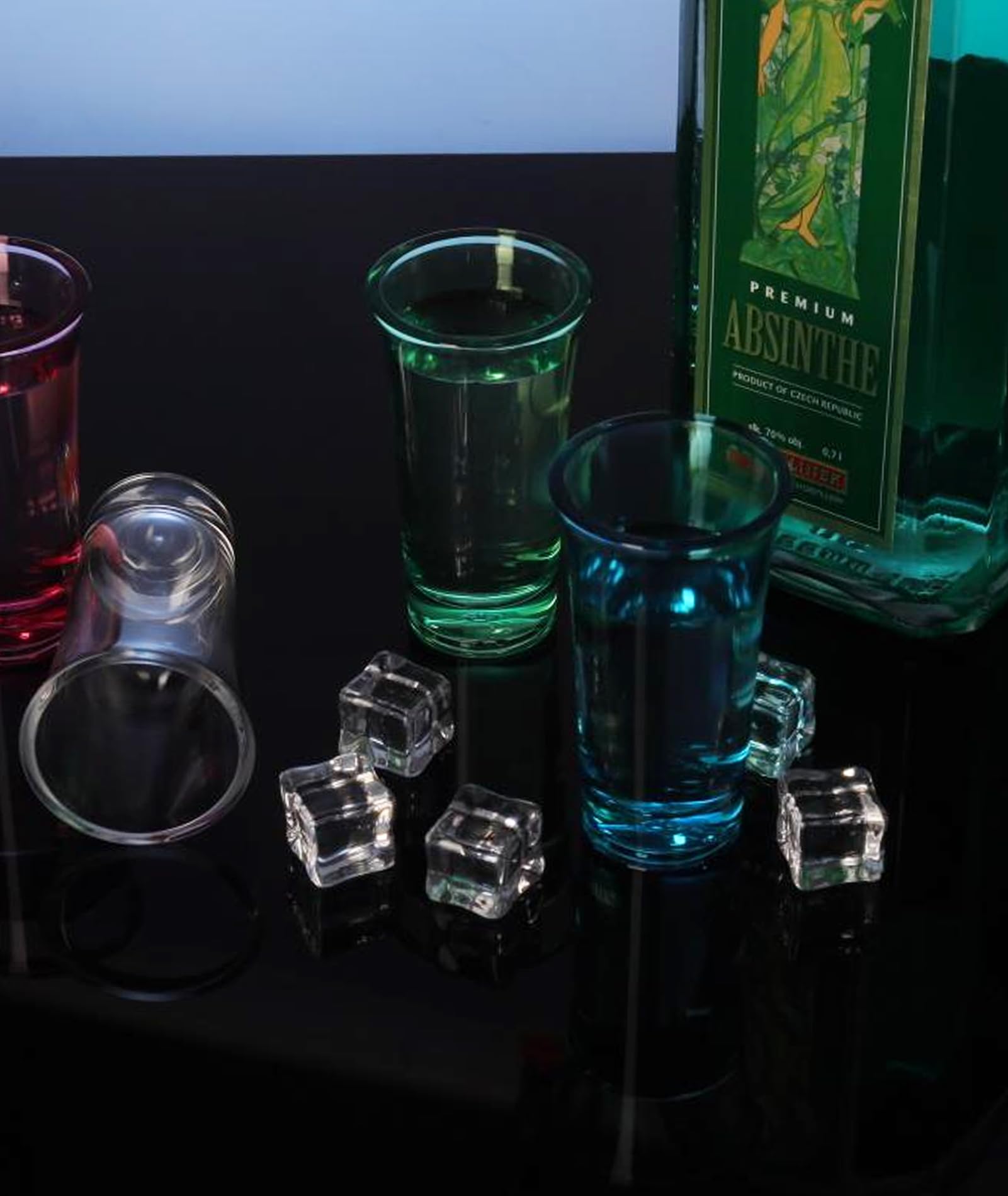 ADOTBLOB Set of 24 Acrylic Clear Shot Glasses- Thick Base, Sturdy Acrylic, Transparent Design - Perfect for Vodka, Tequila, and Cocktail - Great Gift for Men, Husband (24 Piece/Blue)