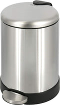 Glad Small Trash Can - 1.2 Gallon Round Stainless Steel Garbage Bin with Soft Close Lid | 8 x 9.5 x 12 Inches
