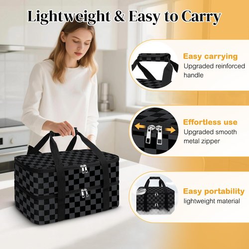 Coobiiya Insulated Casserole Carrier - Thermal Tote Bag Keeps Food Hot or Cold | Fits 9" x 13" Baking Dish